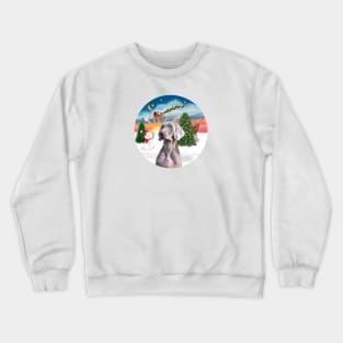 Santa Takes Off as Hiw Weimaraner Watches Crewneck Sweatshirt